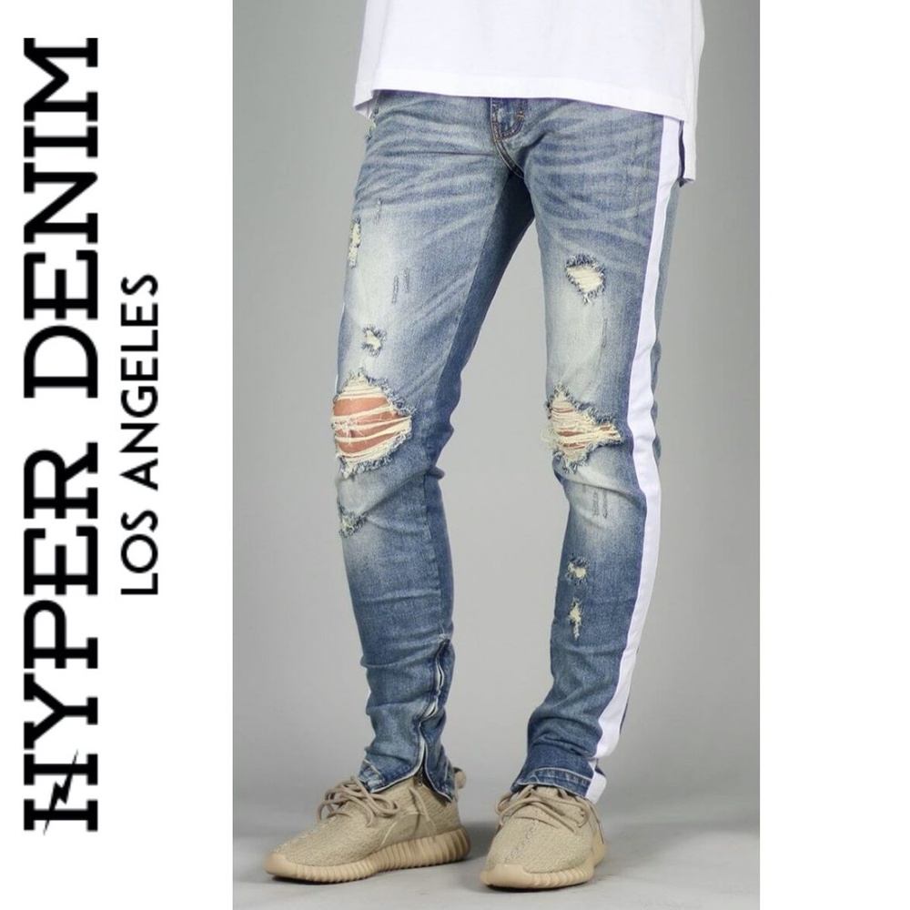 Hyper Denim Light Blue Track Zipper Jean